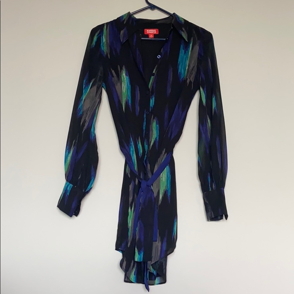 Kirna Zabete black button down dress with belt